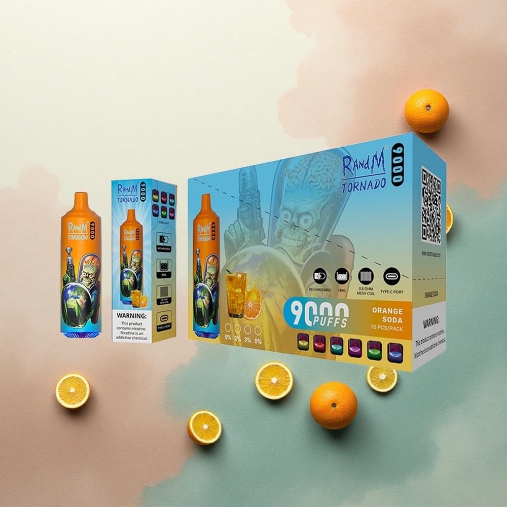 RandM Fumot Tornado 9000 Puffs Orange Soda 850mAh 18mL Mesh