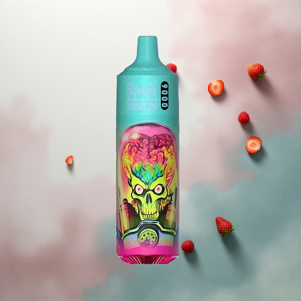 RandM Fumot Tornado 9000 Puffs Strawberry Raspberry 18mL 850mAh Mesh Coil