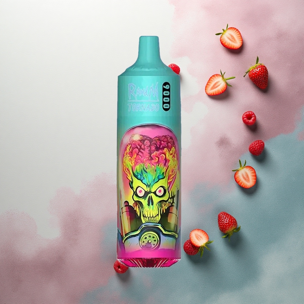 RandM Fumot Tornado 9000 Puffs Strawberry Raspberry Cherry Ice with 850 mAh and Mesh Coil