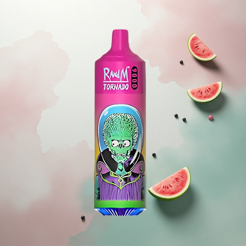 RandM Fumot Tornado 9000 Puffs Watermelon Bubble Gum Mesh Coil 18mL 850mAh Rechargeable