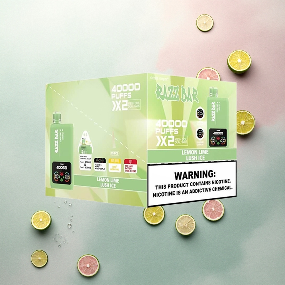 Razz Bar 40000 Puffs Lemon Lime - Lush Ice with Dual Mesh Coil and 650mAh Battery