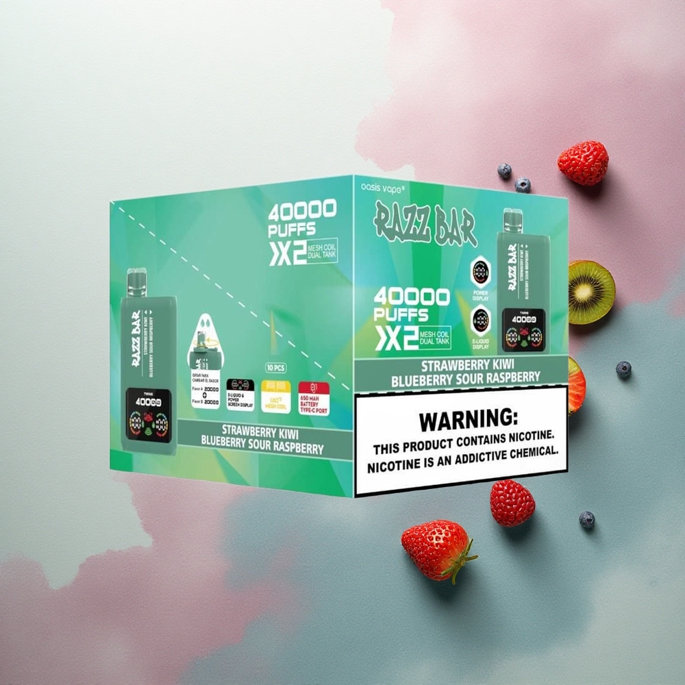 Razz Bar 40000 Puffs Strawberry Kiwi - Blueberry Sour Raspberry with 5% Nicotine and 650mAh Battery