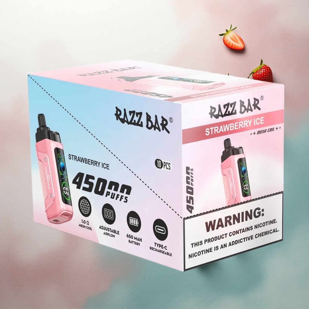 Razz Bar 45000 Puffs Strawberry Ice 650mAh Type-C Rechargeable