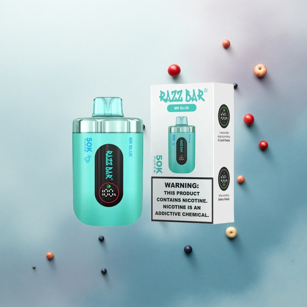 Razz Bar 50K Puffs Mr Blue Mesh Coil 650mAh Nicotine 2%