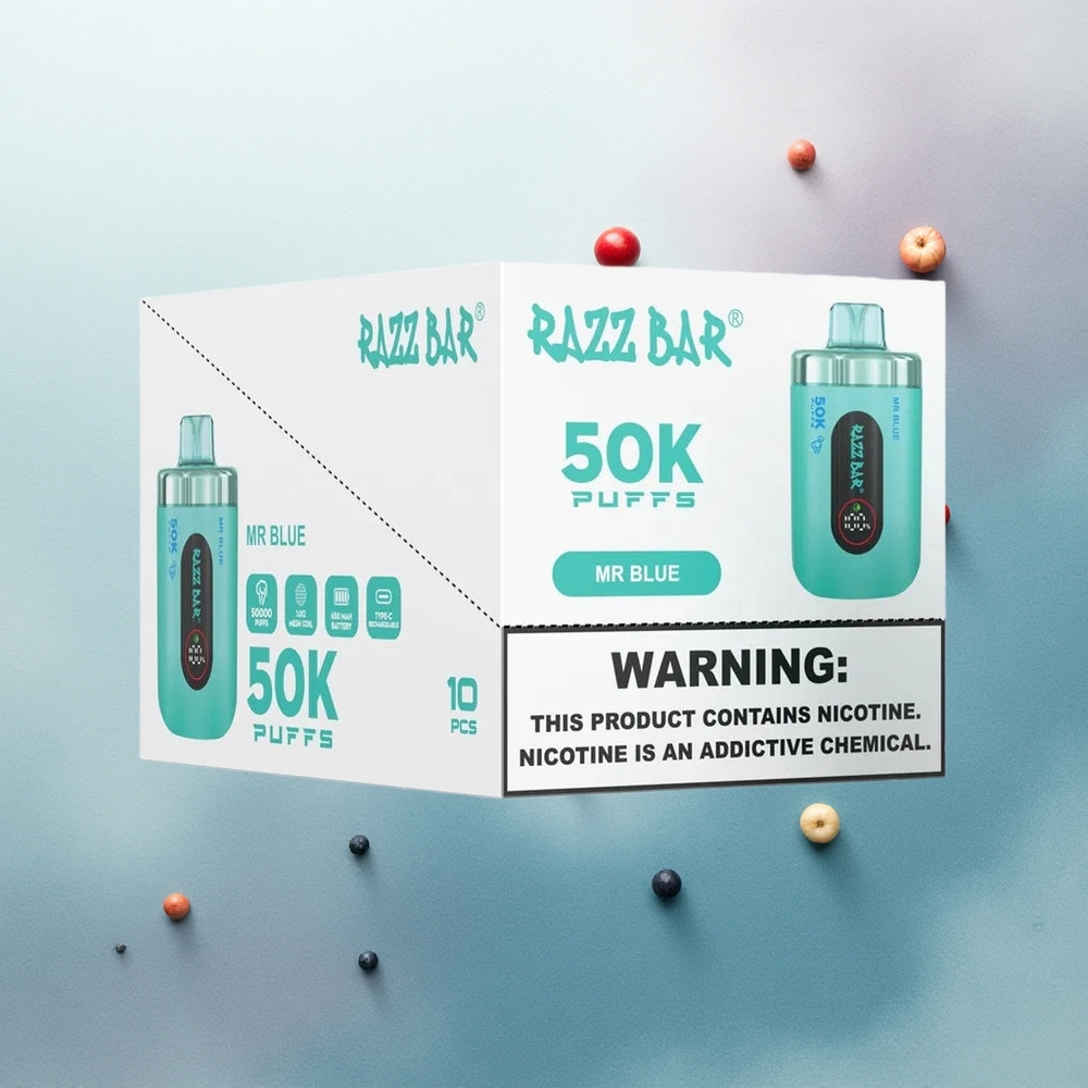 Razz Bar 50K Puffs Mr Blue Mesh Coil 650mAh Nicotine 2%
