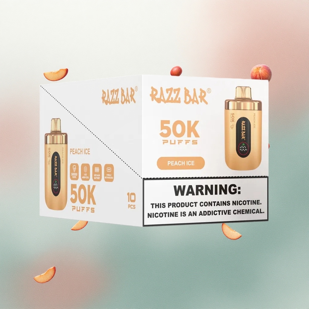 Razz Bar 50K Puffs Peach Ice 1.0 Ohm Mesh 650mAh