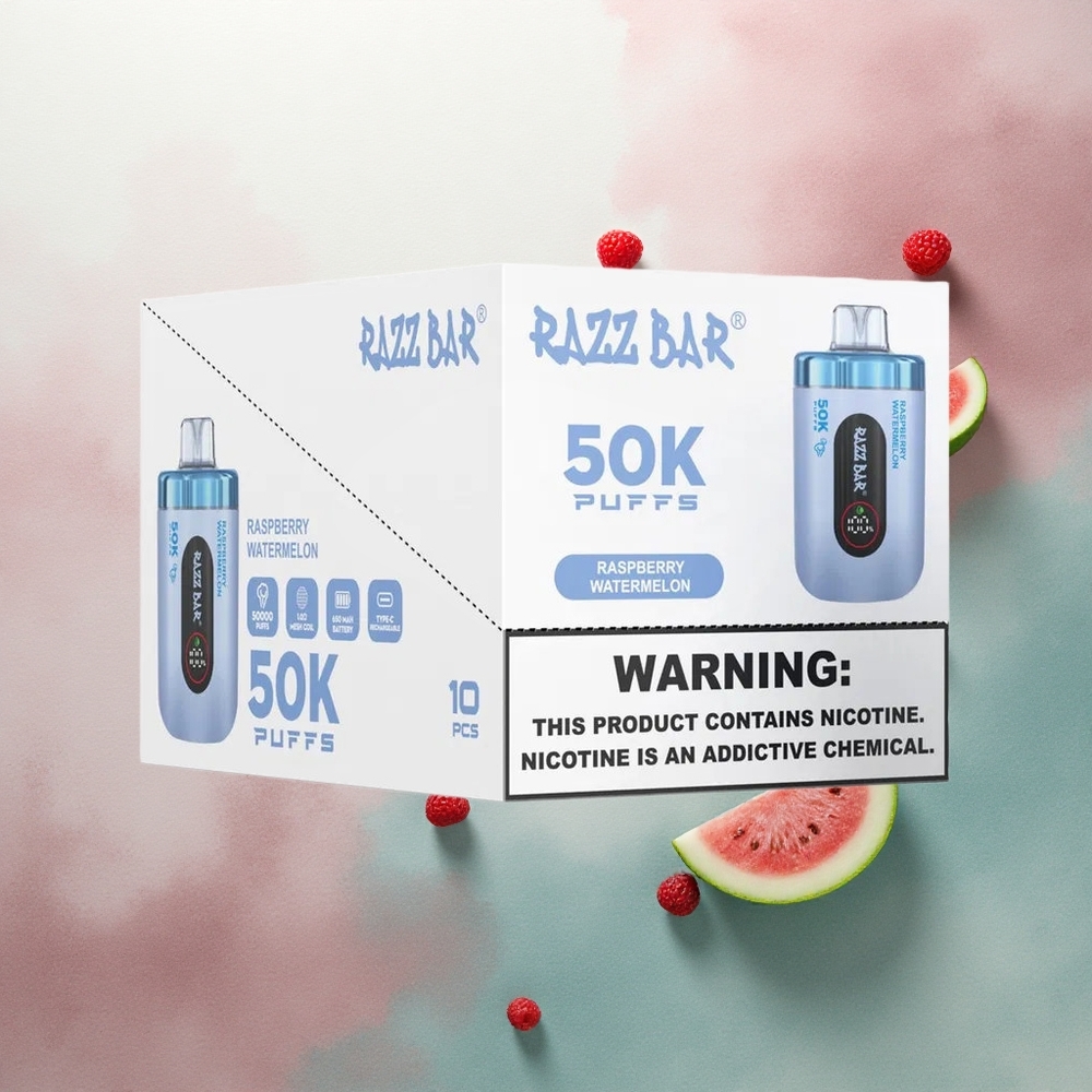Razz Bar 50K Puffs Raspberry Watermelon 1.0 Ohm Mesh 650mAh 2% Nicotine