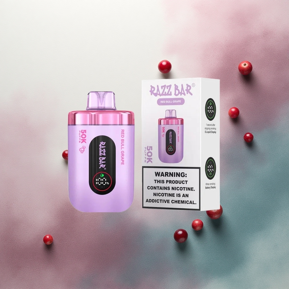 Razz Bar 50K Puffs Red Bull Grape 1.0 Ohm Mesh 650 mAh 2% Nicotine