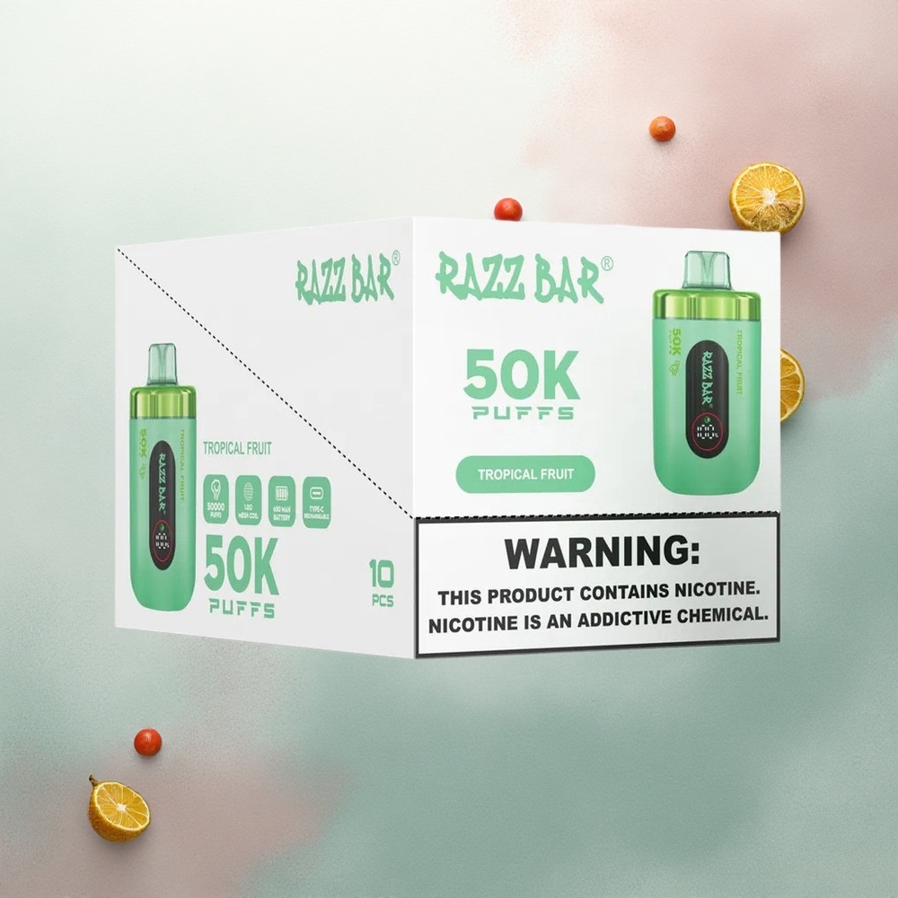 Razz Bar 50K Puffs Tropical Fruit 1.0 Ohm Mesh 650mAh Nicotine 2%