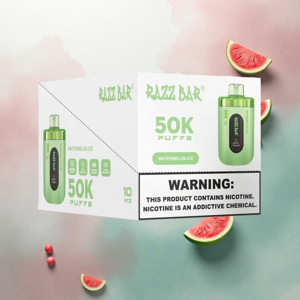 Razz Bar 50K Puffs Watermelon Ice Rechargeable 650mAh 2% Nicotine