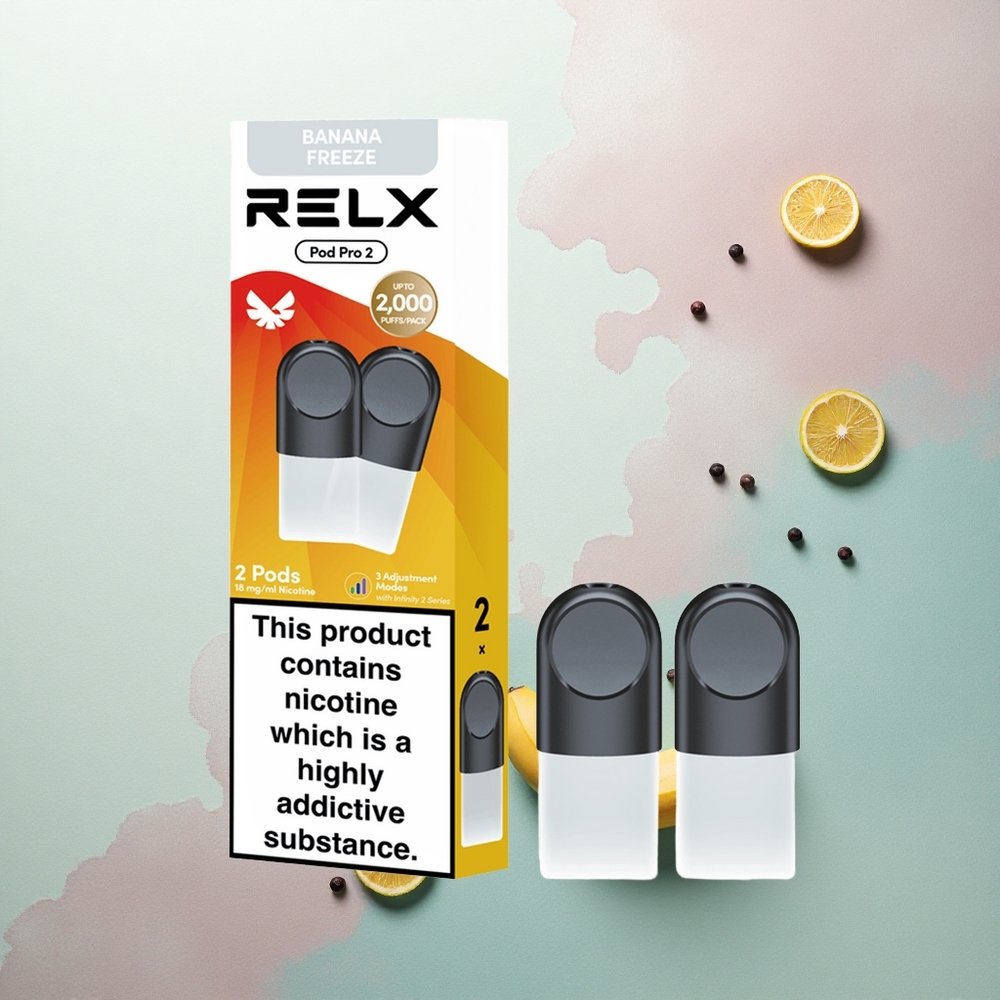 Relx Pod Pro 2 Vape Device Dessert-Banana Freeze 18mg/ml Nicotine 1.9ml Smooth Mode 6.5W