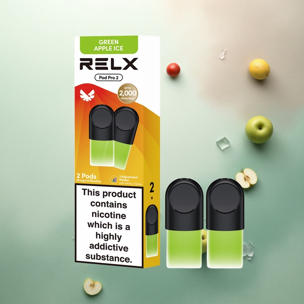Relx Pod Pro 2 Vape Device Green Apple Ice 18mg/ml 1.9ml 3 Voltage Modes