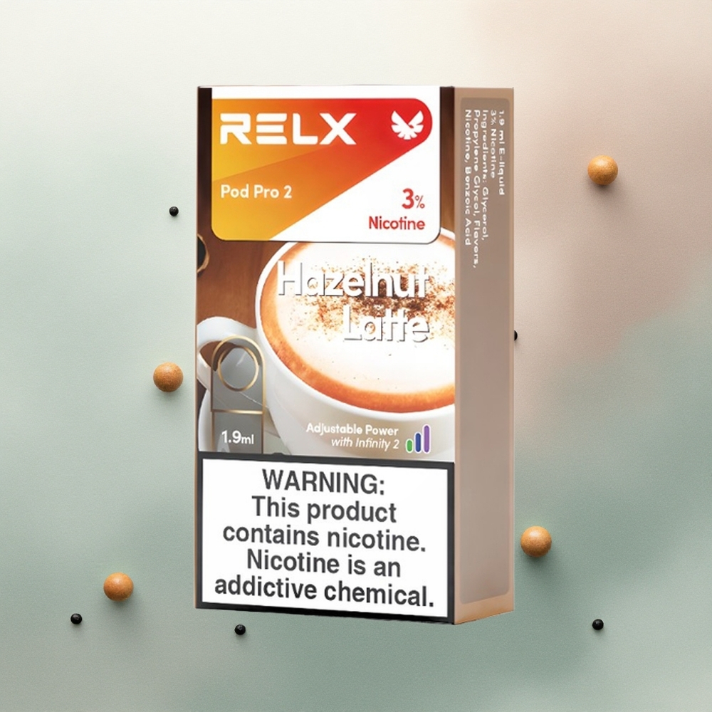 Relx Pod Pro 2 Vape Device Hazelnut Latte 30mg/ml Nicotine 1.9ml 3 Voltage Modes