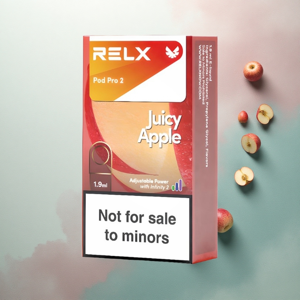 Relx Pod Pro 2 Vape Device Juicy Apple 0mg/ml 1.9ml 3 Voltage Adjustments