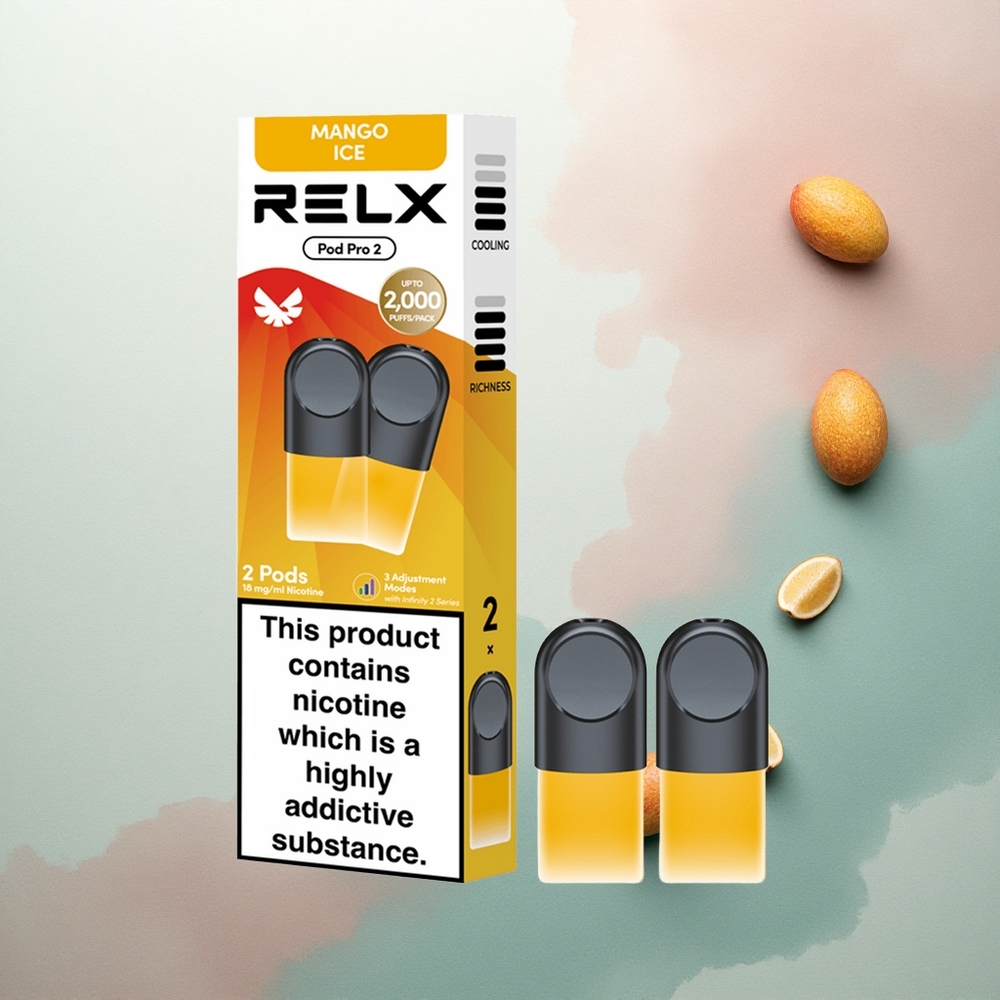 Relx Pod Pro 2 Vape Device Mango Ice 18mg/ml with 1.9ml Capacity and 3 Voltage Modes