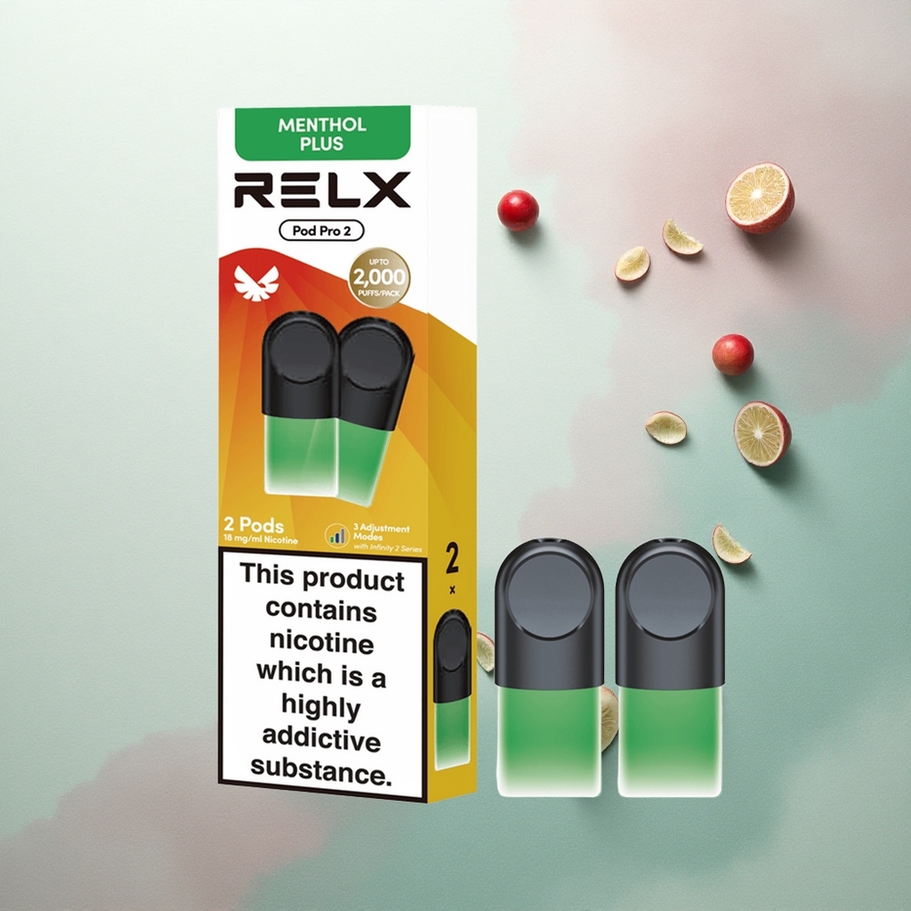 Relx Pod Pro 2 Vape Device Mint-Menthol Plus 18mg/ml Nicotine 1.9ml Pod 600 Puffs 3 Voltage Modes