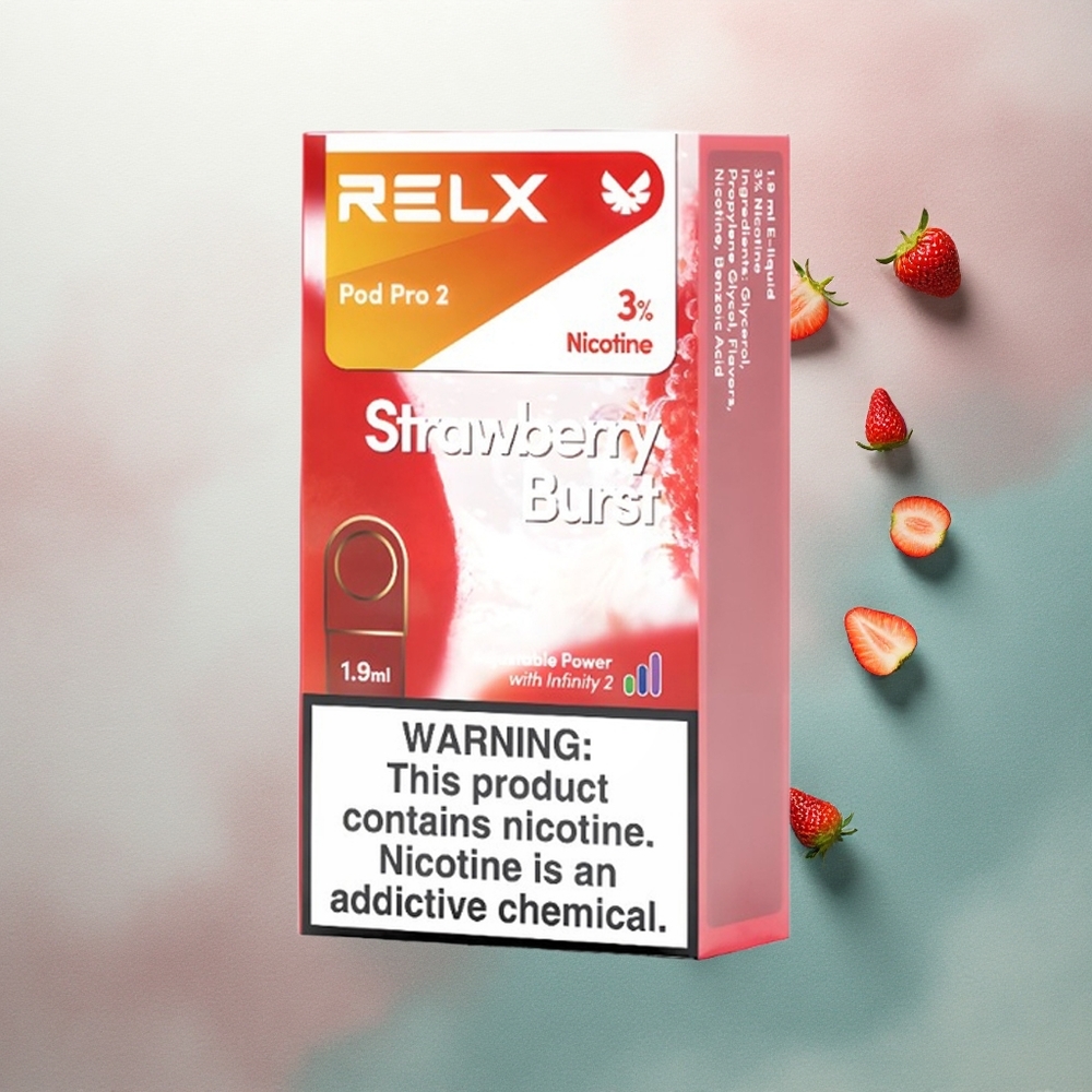 Relx Pod Pro 2 Vape Device Strawberry Burst 30mg/ml Nicotine 1.9ml 3 Voltage Modes